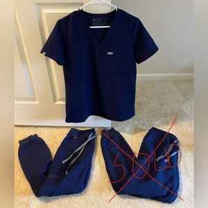 Navy Blue Matching Figs Scrub Set